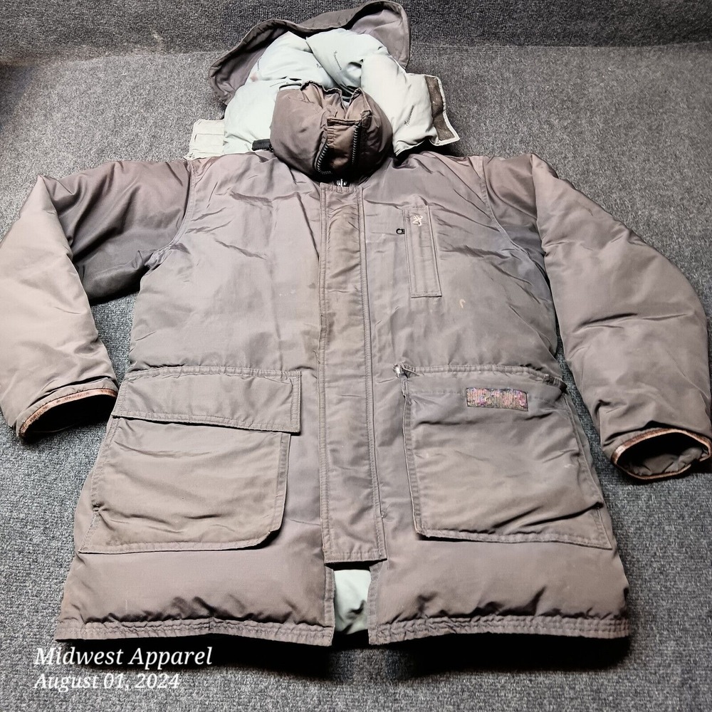 Browning Jacket Adult Small‎ Gray Goose Down Filled Parka USA Made